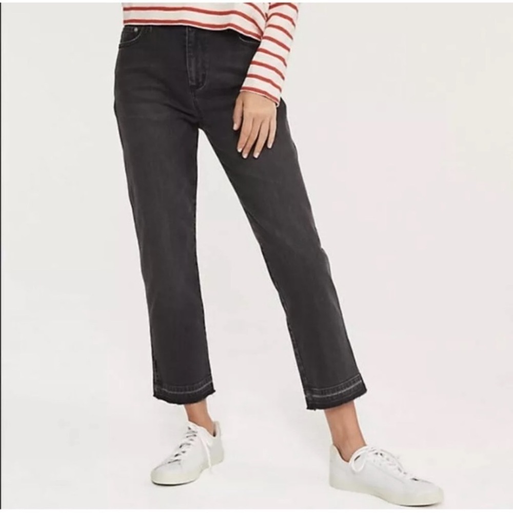 Lou & Grey High Waist Straight Crop Jeans Faded Black Size 29‎ NWT